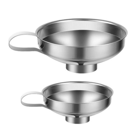 1/2Pcs Stainless Steel Funnel with Non-Slip Handle, Food Grade Metal Kitchen Filling Funnel, Wide Mouth Canning Funnel for Bottles & Jars