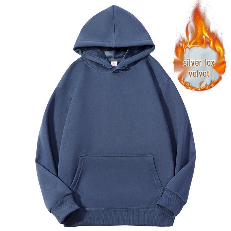Men's Heavyweight Iron Gray Fleece Hoodie - Warm, Loose Fit for Autumn/Winter