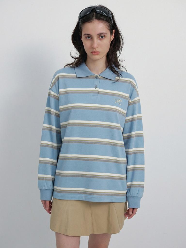 Leibeu Striped Oversized Polo T-Shirts Vw6Se234_3Color
