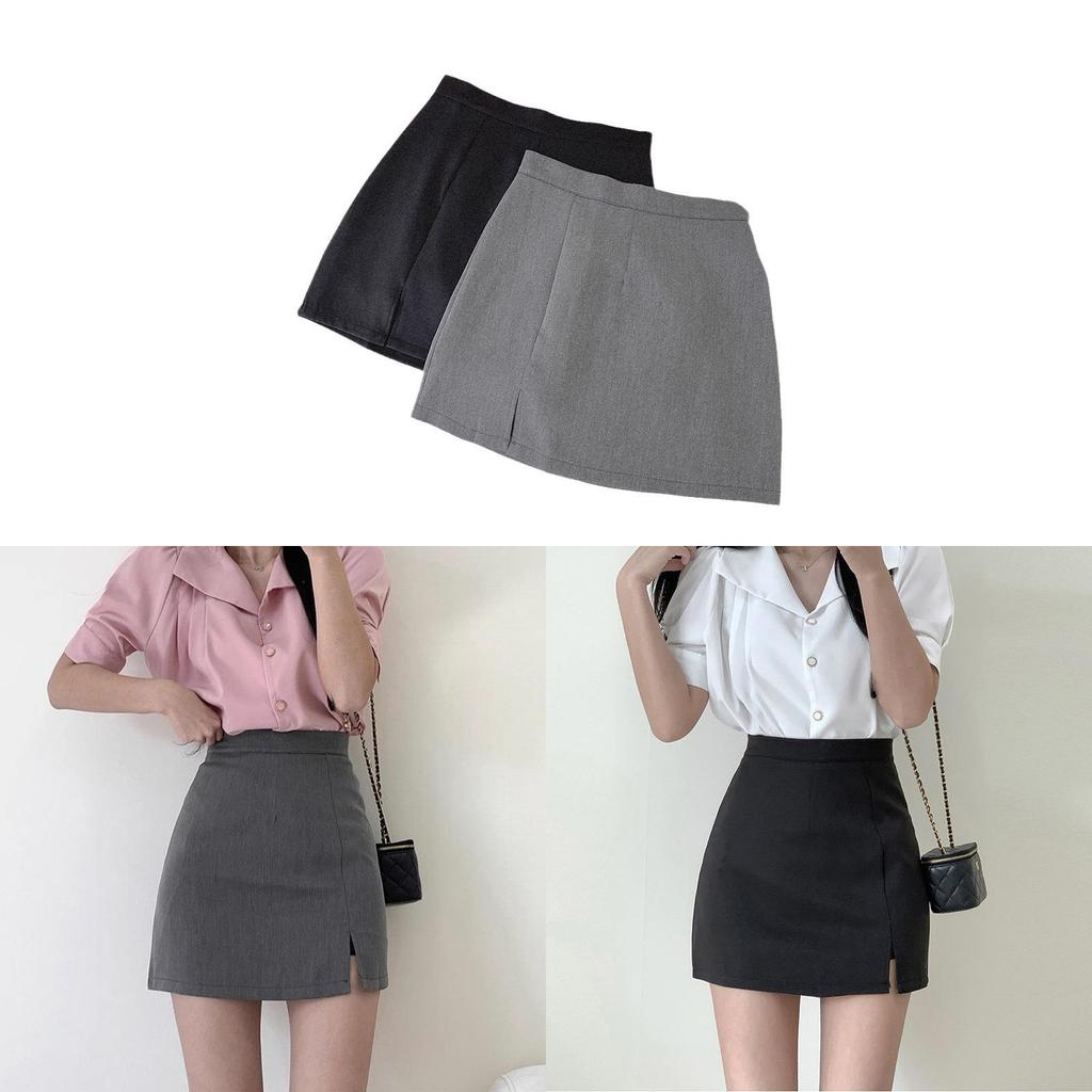 Jupe Classique Noire Mi-Corps Pour Femmes Avec Détail Fermeture Éclair Pour le Bureau et les Tenues Décontractées