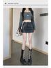 Black A-Line High Waist PU Leather Shorts Skirt for Women - Autumn/Winter 2023 Collection.