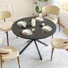 Round Table with X-Legs, 120 cm - Kitchen and Dining Table for Home Office, or as a Coffee Table - Black