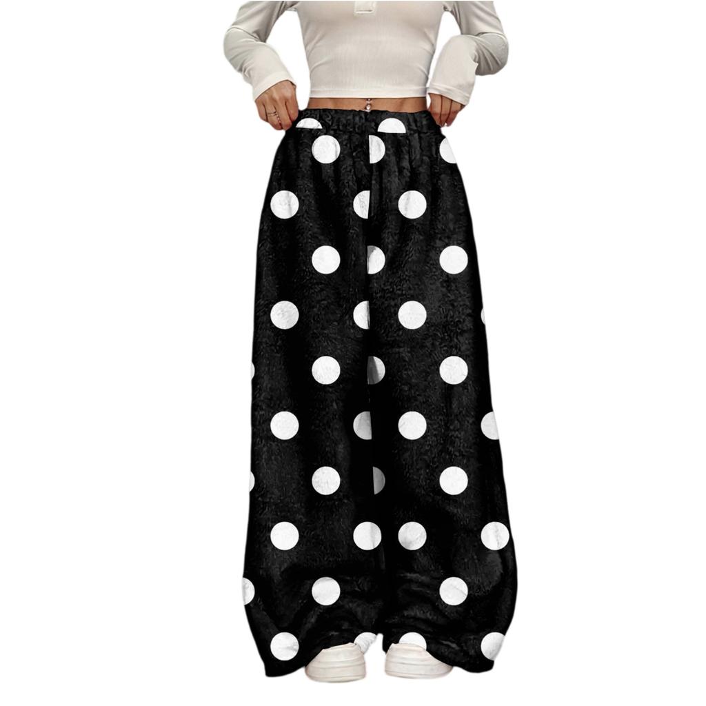 Women's Casual And Fashionable Printed Elastic Waist Loose Wide Leg Pants