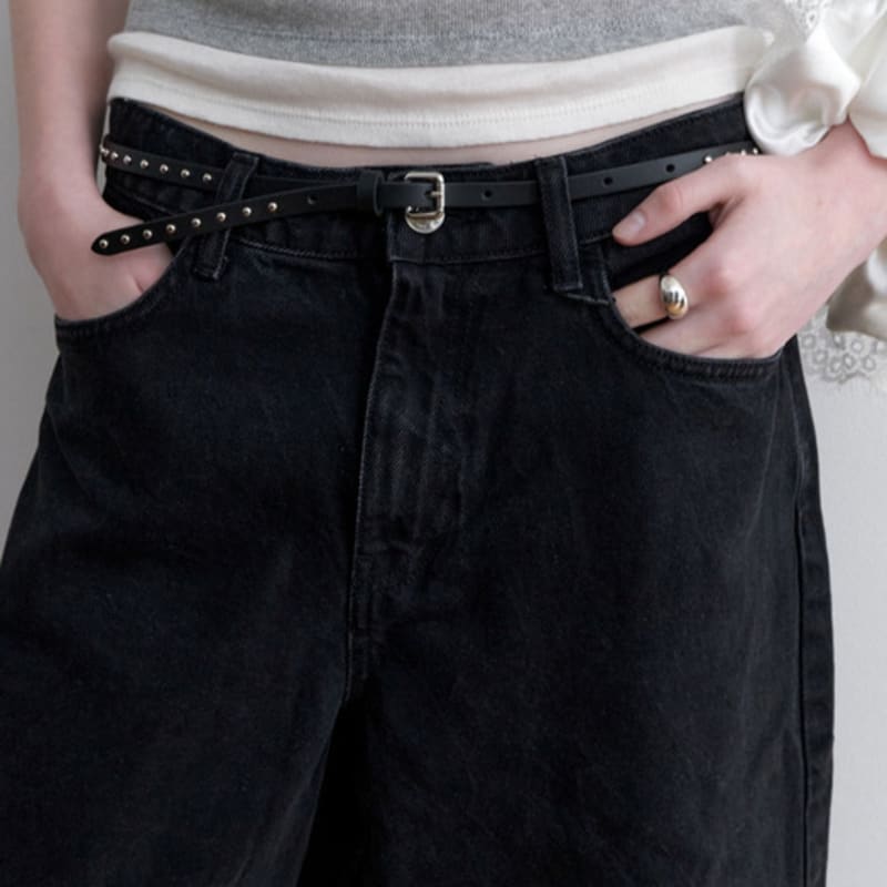 

LOVE ME MONSTER Тонкий ремень-гвоздик из кожи_2 цвета (L251MBT020) BLACK