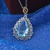 POMOiii Temperament Luxury Drop Sea Blue Zircon Female High-end Pendant Clavicle Chain for Women Charm Wedding Engagement Fine Jewelry