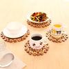 1pc Hollow Bamboo Kitchen Utensils Pot Coffee Cup Thickened Circular Bowl Table Mat Drink Coaster Placemat Round Shape