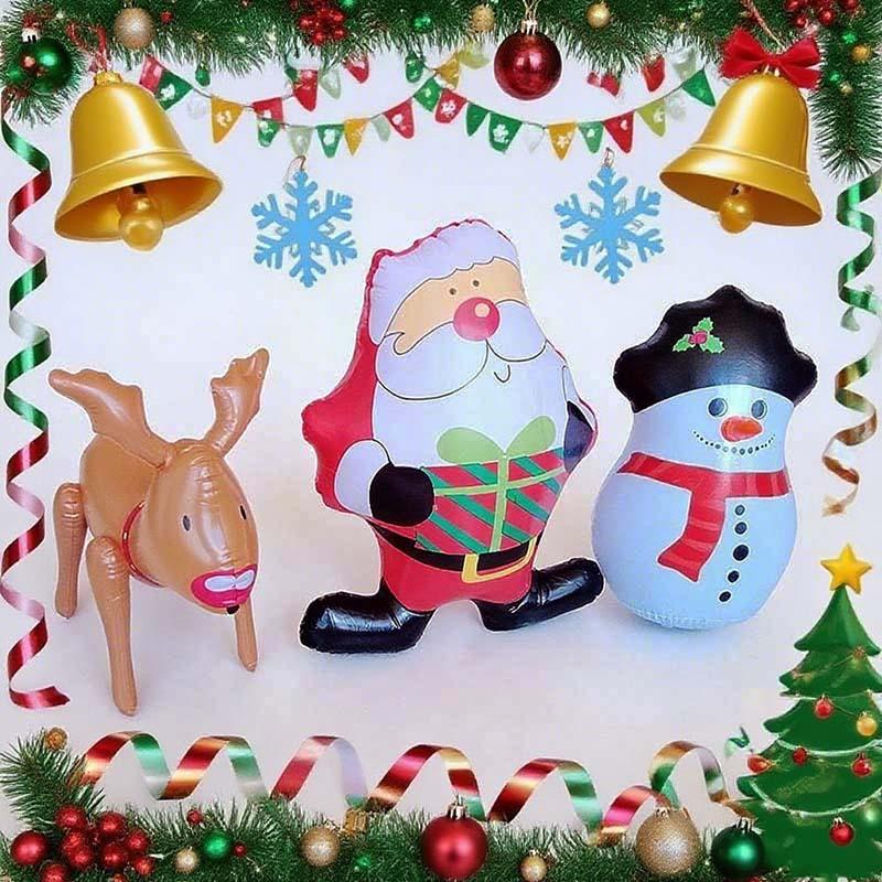 1 Piece 55Cm Pvc Inflatable Tumbler Santa Claus Snowman Reindeer Shape Cartoon Balloon Christmas Party Decoration Large Balloon