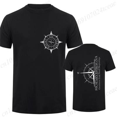 Magna Sic Parvis Print Graphics T Shirt Men Clothing Short Sleeve T-shirt Uncharted Adventure Trip Compass Men Streetwear Tshirt
