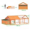 Chicken Coop Free-Range Enclosure 2.4 X 1.125 X 0.76 M with Lock, Fir Wood, with Door, Hinged Roof, Outdoor Poultry Coop, 4-8 Chickens, Orange