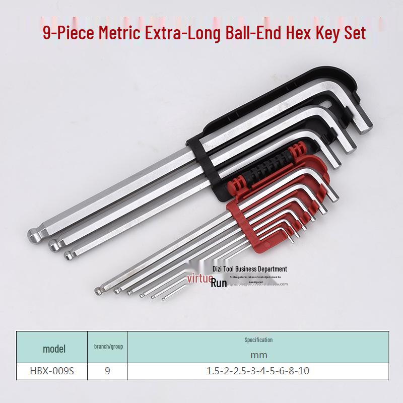 Dezhi Gao TGK-HBX-009S Extra Long Ball End Hex Key Set - 9 Pieces
