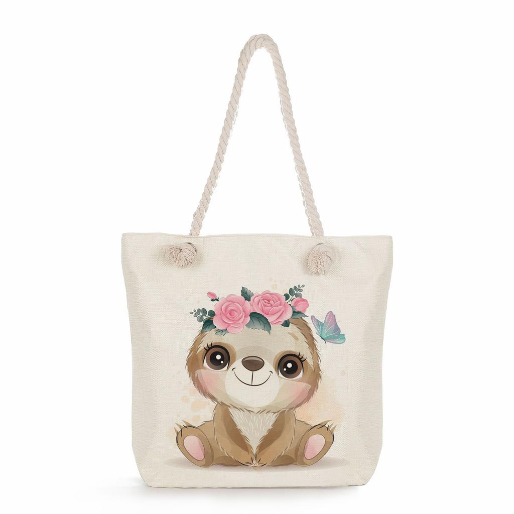 Multifunctional Cute animals Printed Thick Rope Shoulder Beach Bag 7586 KTB