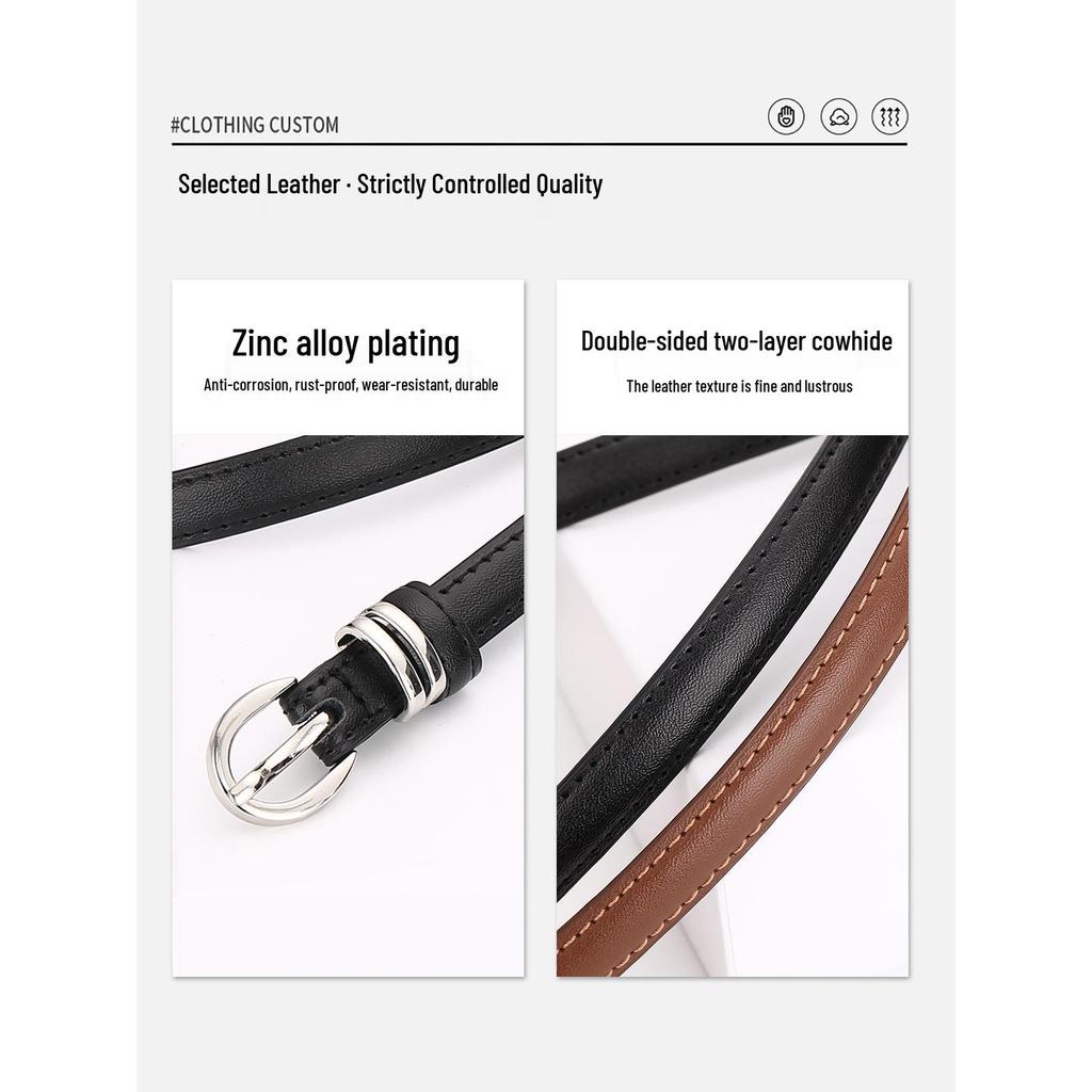 Women's Genuine Leather Dress Belt - Versatile, Thin, Fashionable Cowhide Waistband for Business Fashion