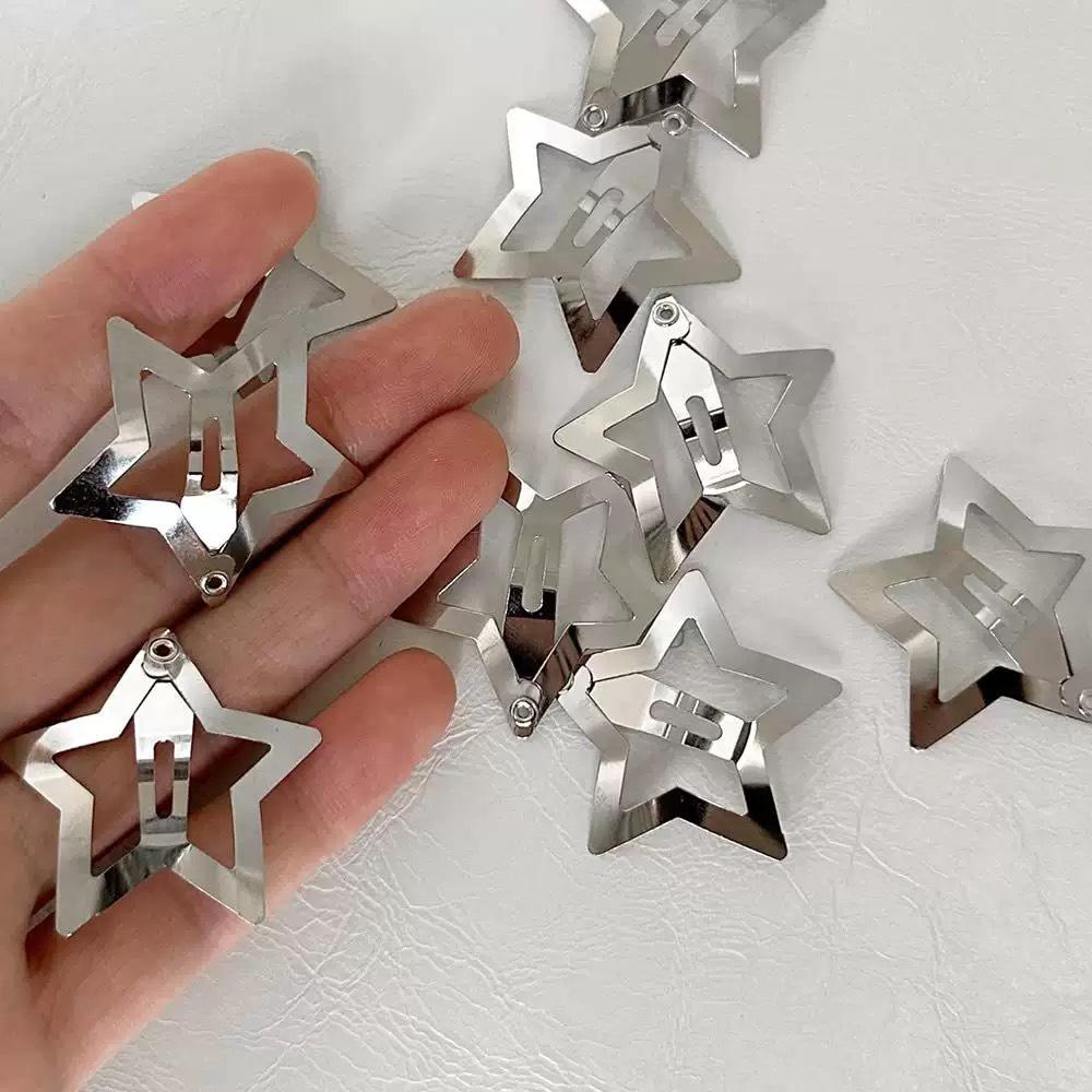 Gold & Silver Star Hair Clips - 50pcs: Women's Side Bangs and BB Clips for Tamed Hair