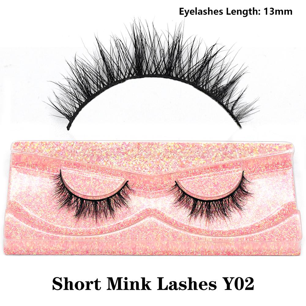FOXESJI Real Mink Fluffy Short Eye Lashes Extension Wispy Soft Natural Short False Eyelashes Daily Wear Full Strip Lashes Makeup