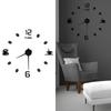 Modern Large Frameless DIY Wall Clock Mirror Surface Sticker for Home Office Room DecorBlack