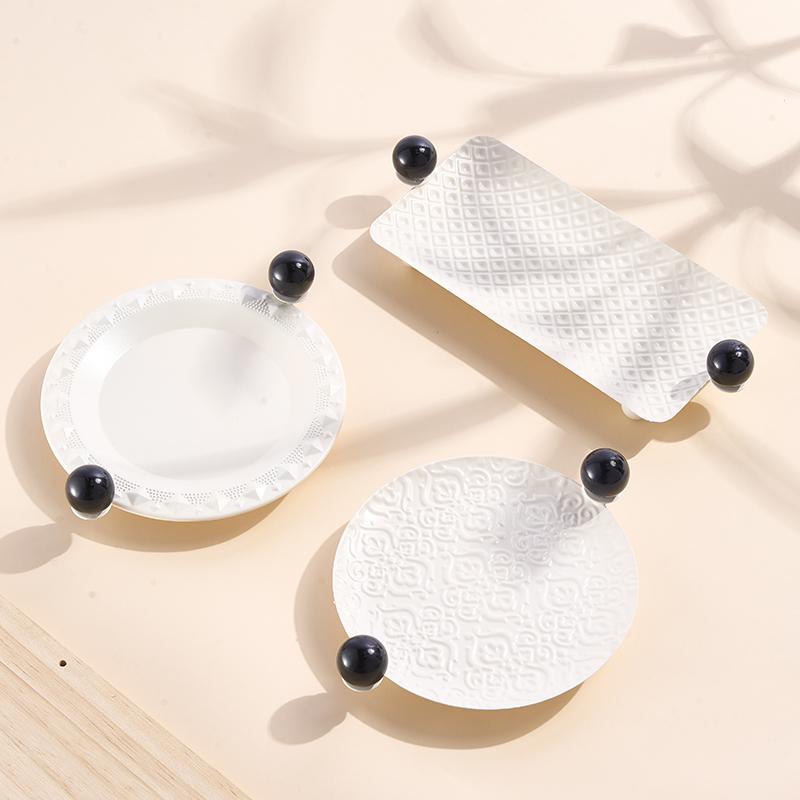 Black and White Square Round Tray
