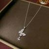 Women's Retro Zodiac Birthstone Moon Rabbit Necklace – Zircon Pendant for Valentine's & Qixi Festival