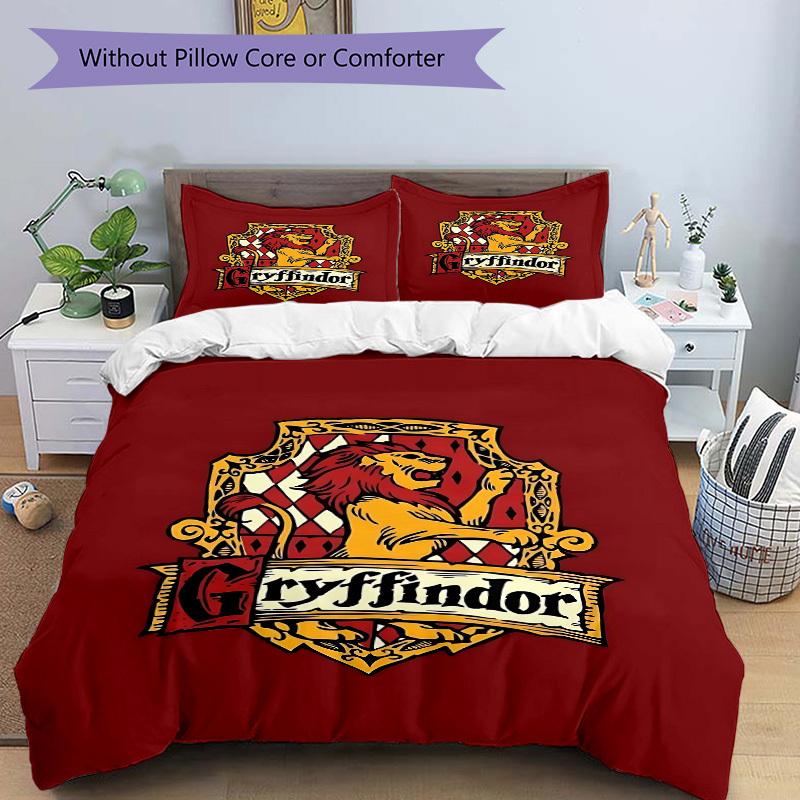 3pcs Gryffindor Crest Duvet Cover Set, 1 Duvet Cover + 2 Pillowcases (No Insert), High-Definition Print for All Seasons,Durable Yy251103069