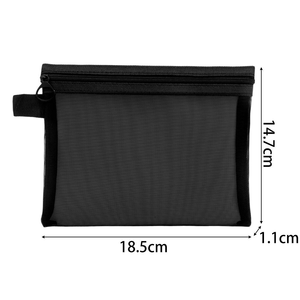 3pcs Black Nylon Mesh Cosmetic Bag Zipper Toiletry Organizer Makeup Bags Multifunctional Women Lipstick Key Coin Purse Pouch