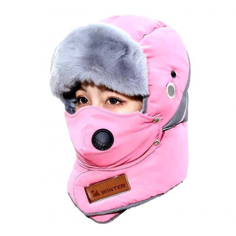 Winter Windproof Unisex Ear Face Covering Beanie With Removable Goggles Warm Thick Fleece Hat Cold Weather Outdoor