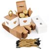 10/50pcs White Brown Heart Candy Gift Boxes Wedding Favors for Guests Birthday Party Baby Shower Chocolate Cookie Packaging Box