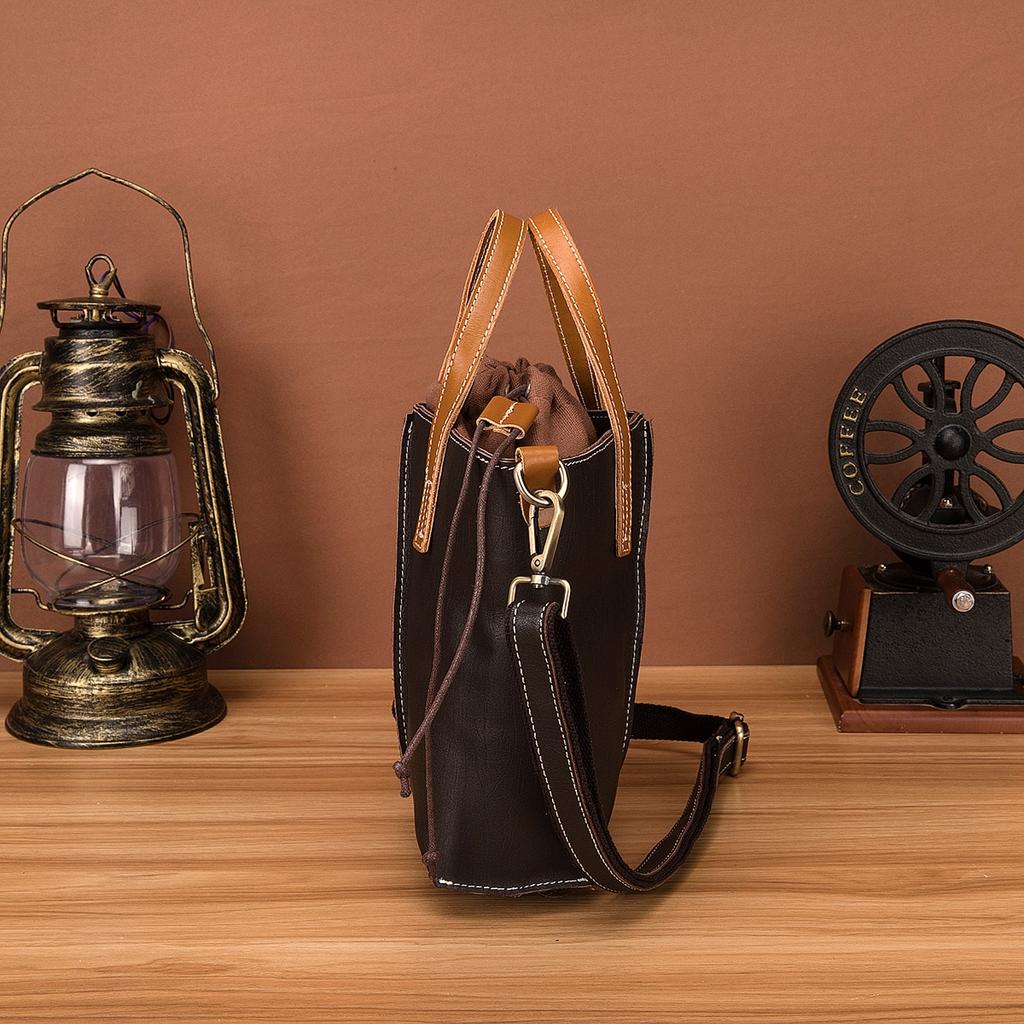 Johnature Leisure Women Bucket Bag Genuine Leather Vintage Handbag Real Cowhide Versatile Shoulder & Crossbody Bags