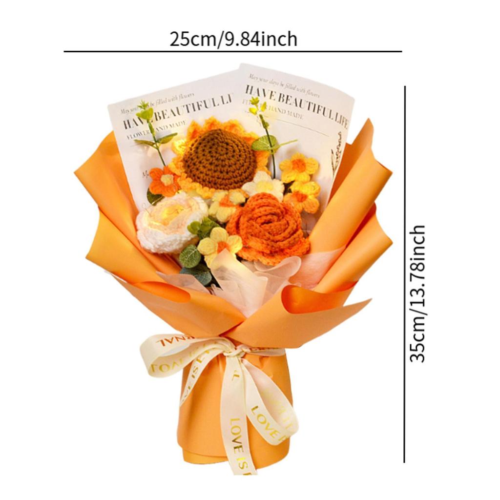 Knitted Flowers Home Decoration Hand Woven Crochet Flower Bouquet for Thanksgiving Day Teacher’ Day Birthday Wedding Grandma