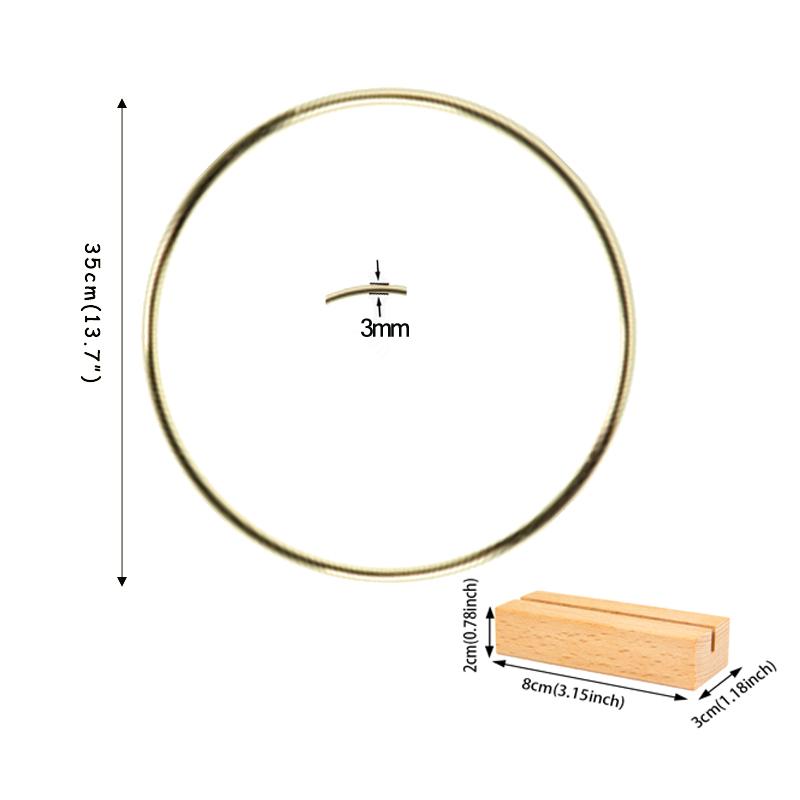 Gold Metal Floral Hoop Garland with Wood Place Card Holder for Wedding Table Floral Centerpieces DIY Wreath Macrame Table Craft