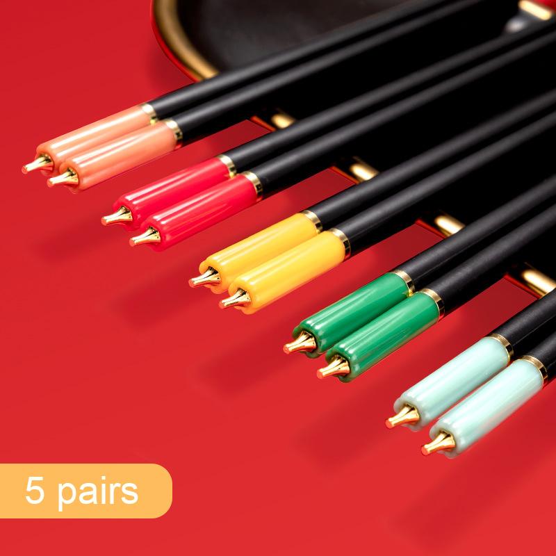 

5 пар нескользящих палочек для еды из стекловолокна 9,5-дюймовые уникальные многоразовые палочки для еды Набор кухонных и столовых инструментов в японском китайском стиле 5 pairs