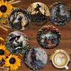 6 Pcs Cat Wooden Coasters Devil's Eye Heat Resistant Coasters Puppy Design Mats  Kitchen Set