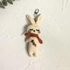 Handmade Fabric Rabbit Keyring, Linen Bunny Pendant with Carrot Embroidery & Multicolor Cord,Sleeping Bunny Keychain, Cute Plush Charm