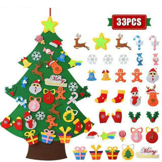 DIY Felt Christmas Tree with Detachable Ornaments Interactive Holiday Activity for Kids to Develop Motor Skills Wall Hanging Decor for Bedroom