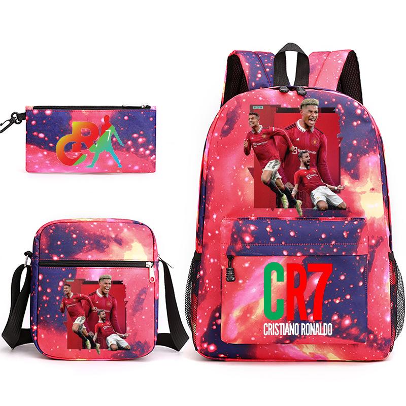 2023C Luo Surrounding Character Printed Backpack Three-piece Student School Bag + Shoulder Bag + Pencil Case Set