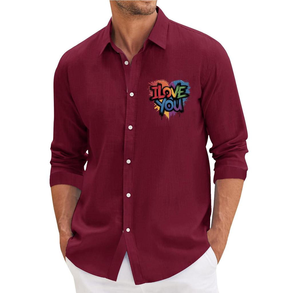 Męska koszula z długim rękawem, luźna, swobodna, z modnymi klapami