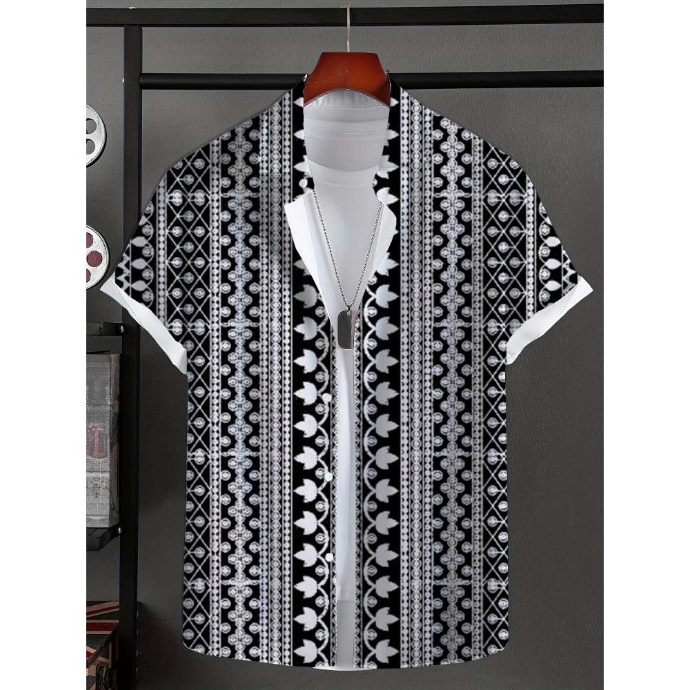 Hawaiianisches Ethno-Muster Design 3D-gedruckt Herrenhemd Sommer Casual Bedruckt Kurzarm Strand Hawaiianische Oberteile Herrenbekleidung