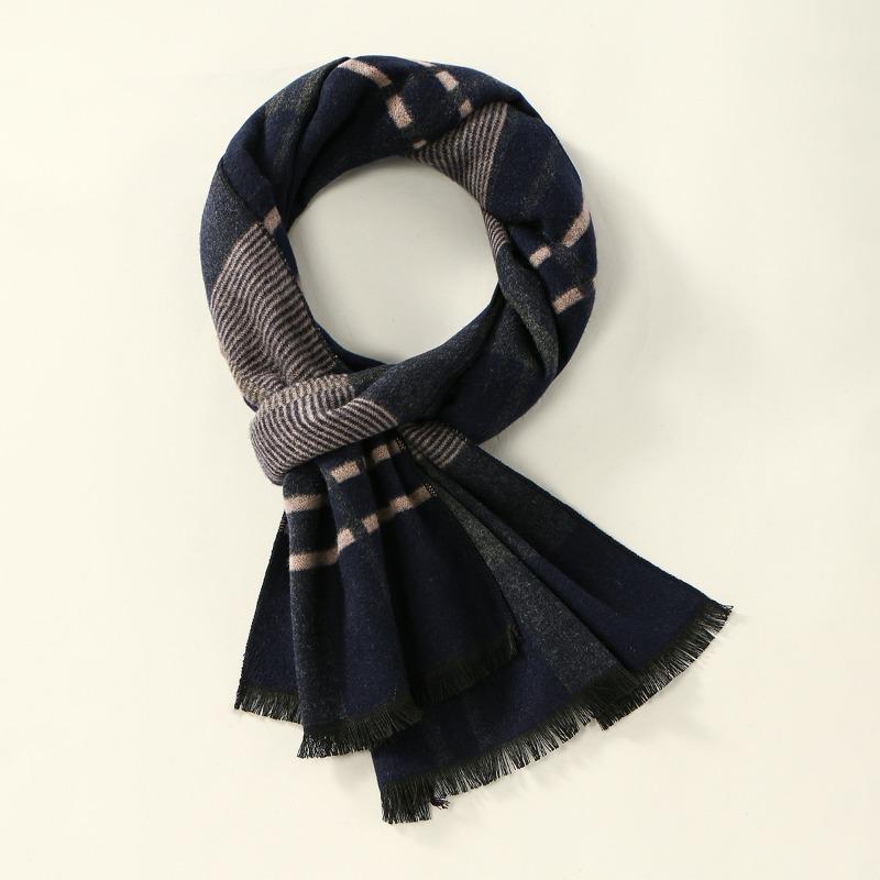 Light Luxury High-end Men's Plaid Imitation Cashmere Versatile Scarf Fashionable New Autumn and Winter Men's and Women's Warm Scarf