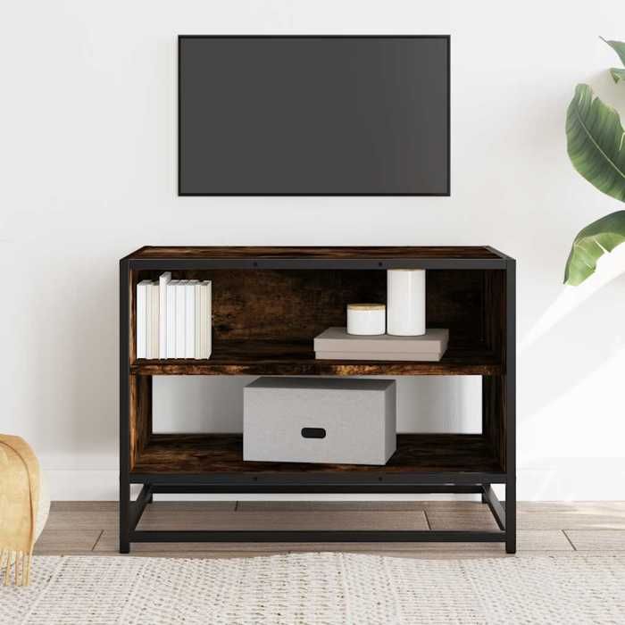 VidaXL Meuble TV chêne fumé 61x40x46 cm bois d'ingénierie et métal, banc TV, meuble hifi, centre de divertissement, buffet 848881