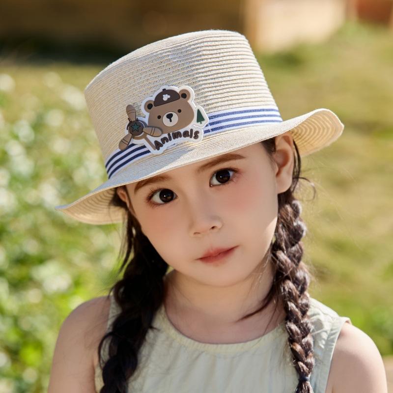 Cartoon Baby Sun Hat Cute Girl Sun Hat Travel Sun Hat Flat Edge Straw Hat Beach Hat