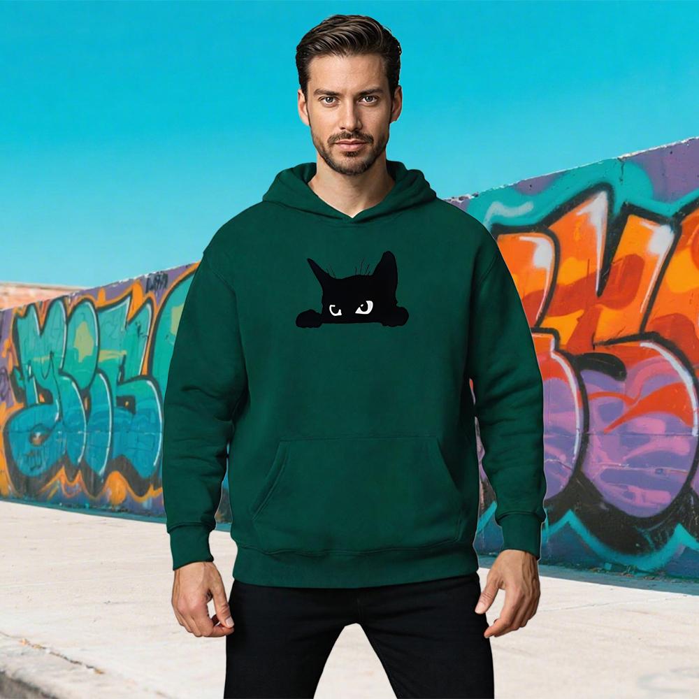 Black Cat Gaze Cartoon Hoodie Anime Printing Cute Sweatshirt Funko Pop Casual Clothing Moletom Kawaii Pullovers Soft Comfortable