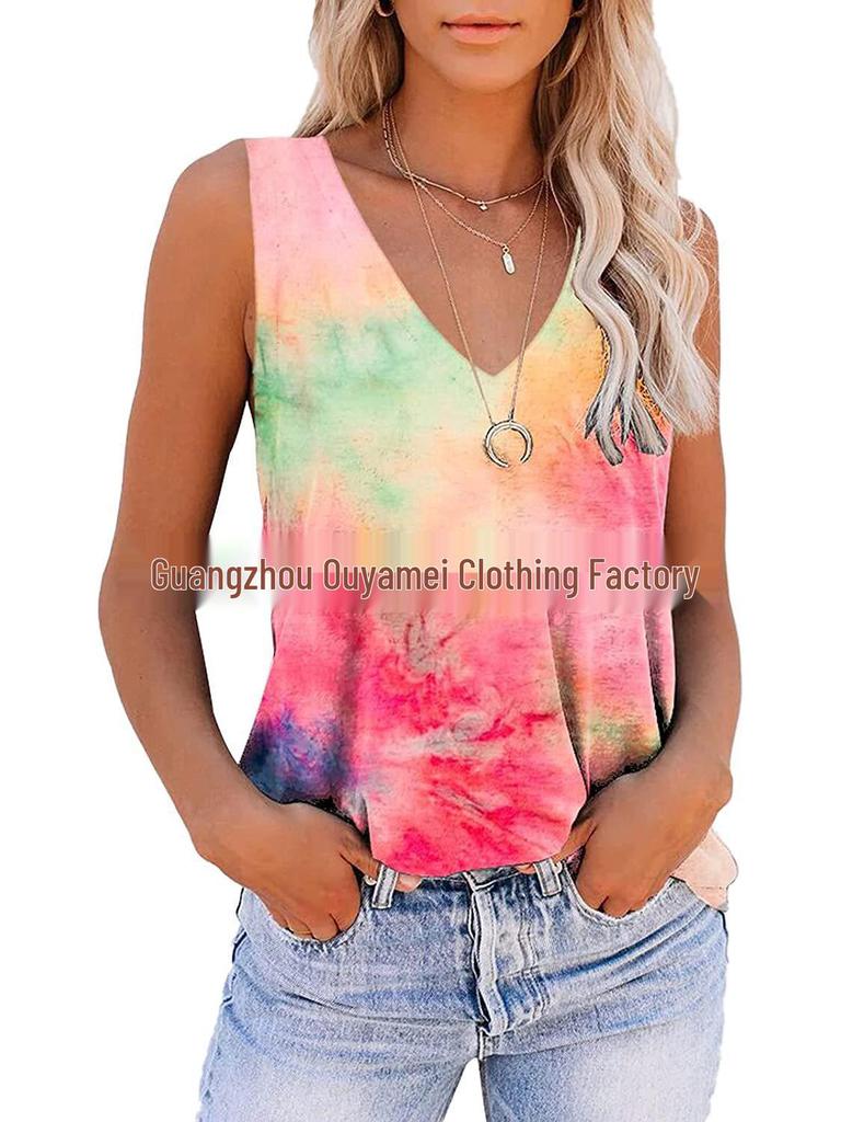 2024 Women's Sleeveless Loose Casual Gradient V-Neck Vest Top