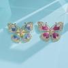 Cloisonné Enamel Copper Zircon Butterfly Brooch - Retro Style Coat Accessory
