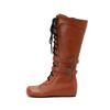 White Brown Women Mid Calf Boots Med Wedge Heel Big Size 50