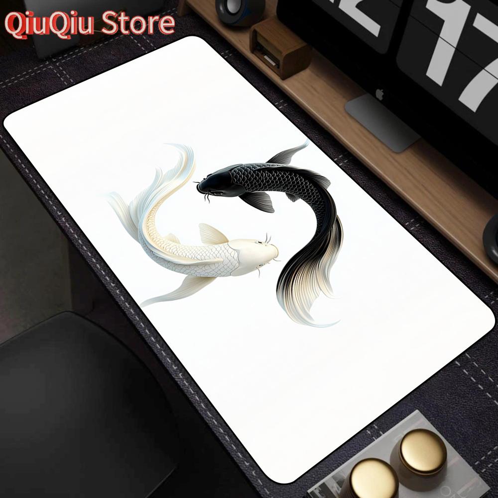 Large Mouse Pad Yin-yang Fish HD Black & White Sakura Computer Office Table Pc Gaming Non-slip Japanese Kawaii Desk Accessories