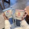 Cute Mug High Value Ins Style Couple Water Cup Ceramic Large Capacity High Foot Cup Children's Home Breakfast Cup