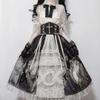 Vestido Lolita Gótico Vitoriano Kawaii Feminino Blusas de Manga de Renda Doce Estampa de Borboleta Saia de Princesa Conjuntos Lolita Elegância Vintage