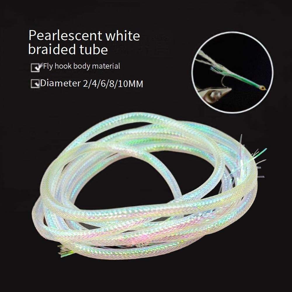 Tubo Mylar Intrecciato Bianco Perla Materiali per Legatura Mosche 2mm-10mm Rete Realistica per Corpo a Squame di Pesce per Streamer Bass Luccio Salmone