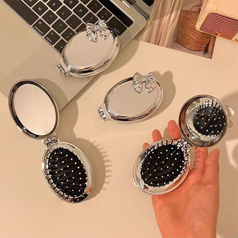 Portable Pocket Folding Comb & Mirror with Airbag Cushion for Smooth Hair and Massage