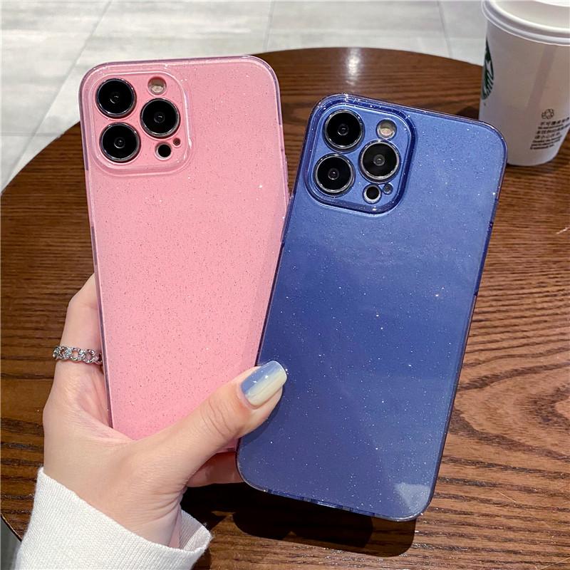 Glänzende glitzernde stoßfeste Handyhülle für iPhone 14 13 11 12 Pro Max Xr Xs Max 13pro, weiche Silikon-Stoßfänger-Linsenschutzhülle