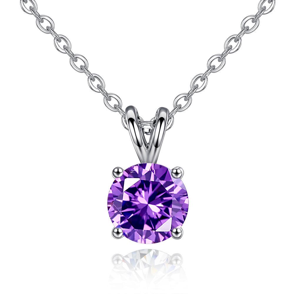 

Four-Claw Zircon Bunny Pendant Necklace with 8mm Heart & Arrow Design