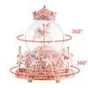 Snow globe with music box, color LED lights, merry-go-round, and crystal balls for automatic snowfall. A popular birthday or Christmas gift for girls,
